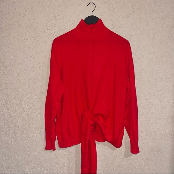 Zara | 100% Cashmere Knotted Red Mock Neck Sweater Size: M/L - Picture 4 of 7